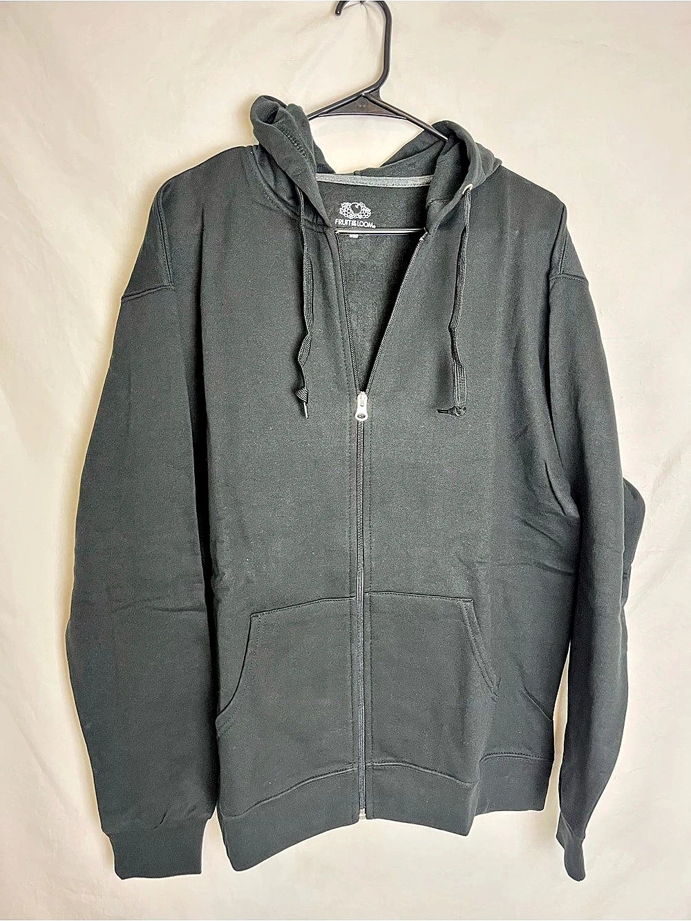 💛 Fruit of the Loom Men's Fleece Full Zip Hood Black Size Large